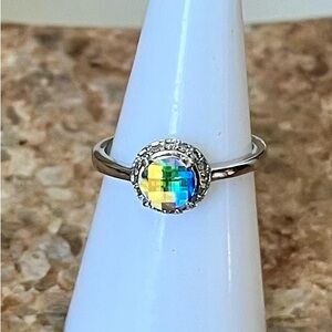Fragrant Jewels Silver Ring with Multicolored Faceted Crystal